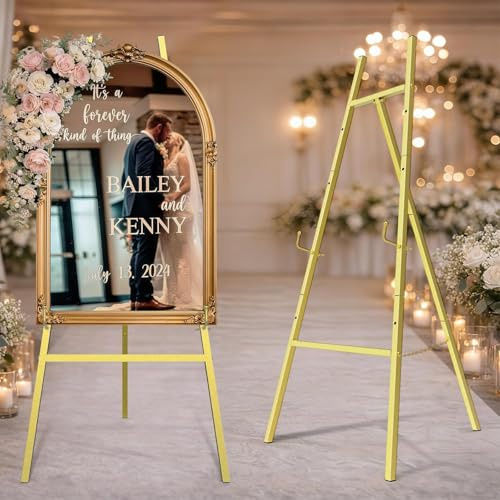 Goldene Staffelei, Höhenverstellbar für Hochzeitsschilder und Poster
