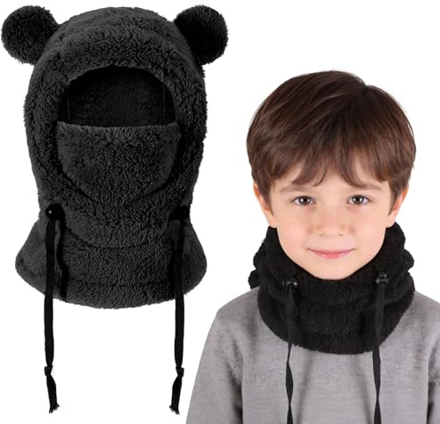AYPOW Passamontagna Invernale in Pile Termico Bambini 3-10 Anni, Multifunzionale Antivento Regolabile Maschera da Sci, Caldo in Pile Berretti Cappello Cappuccio Scaldacollo Sciarpa per Ragazzi Ragazze