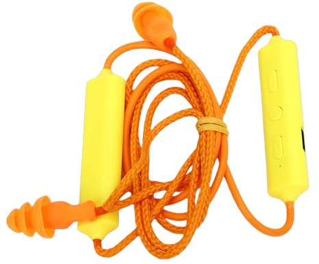 Sxhlseller Bluetooth Earplug Headphones, 29dB Noise Reduction Wireless Earbuds Earplugs, IPX5 Water Proof Rechargeable Neckband Earbuds for Construction Site Workshop (Yellow)