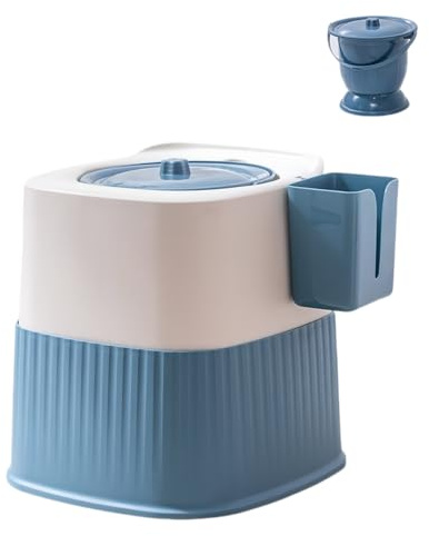 RVTENRIO Non-Slip Portable Toilet, Suitable for Motorhome Travel, Outdoor Camping, and Bedside use for Those with Limited Mobility. Includes complimentary Cleaning Bucket with lid (Blue)