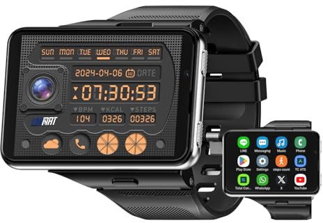 WLUPOO LOKMAT 2.88 Large Screen 4G SIM Card Smart Watch, Android 11 Smartwatch with Phone Call, 6GB+128GB Dual Cameras, Detachable Watch Head,1500mAh Sport WiFi Bluetooth GPS Smart Watches(Silver)