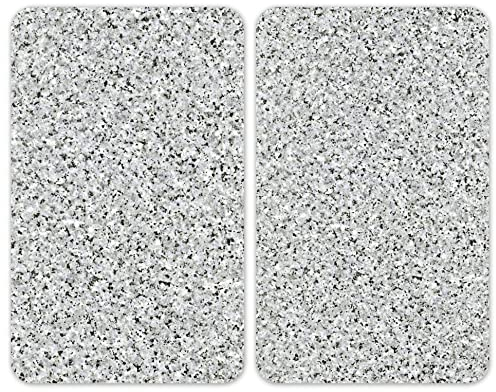 WENKO Placas protectoras para cocina Mod Granito, ajustable en altura para todo tipo de cocinas, tabla de cortar y protector contra salpicaduras, vidrio, 30 x 52 cm, juego de 2