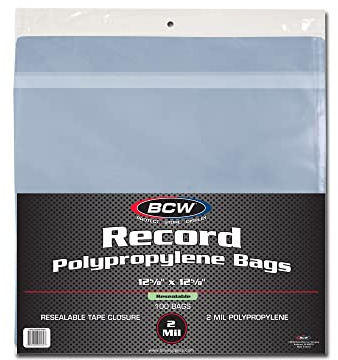 BCW Resealable 33 RPM Record Bags - Snug Fit, Crystal Clear | Archival Safe Vinyl LP Sleeves with Resealable Adhesive Flap | Holds Single & Double LPs | Polypropylene
