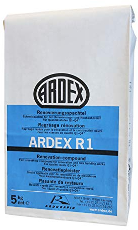 ARDEX R1 Renovierungsspachtel 5kg mit ARDURAPID-EFFEKT. Enthält Zement. Zum Glätten und Spachteln von Wand- und Deckenflächen im Renovierungs- und Neubaubereich.