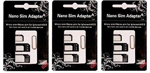 Cuziss Set of 3 Nano Sim and Micro Sim Adapter and Nano to Micro Adapter with a Sim Card Folder and a Needle Three Pack