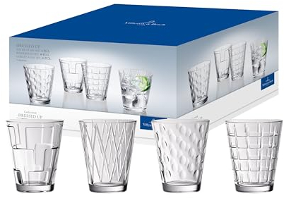 Villeroy & Boch - Dressed Up Bicchiere Da Acqua Set di 4 Trasparente, Lavabile in Lavastoviglie, Bicchieri Drink, Bicchiere di Succo, Set Bicchier, Cristallo
