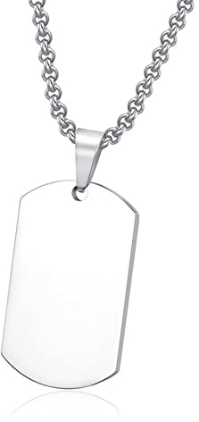 NEHZUS Herren Edelstahl Doppel Dog Tag Anhänger Halskette Personalisierte Gravur Halsketten für Ihn (Silber gravieren)