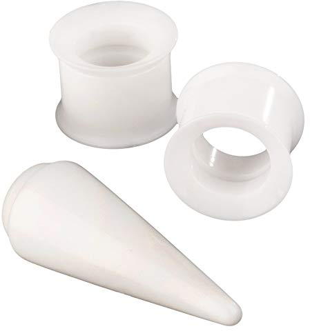viva-adorno 3er Set Acryl Dehnungsset 1 Dehnungsstab + 2 Flesh Tunnel Plug Innengewinde schwarz weiß Größe 3-18mm EX9, weiß 14mm
