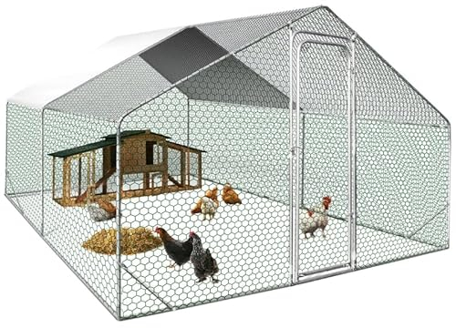 idmarket – Laufstall Hühnerstall 12 m² Park, Drahtgestell, aus verzinktem Stahl