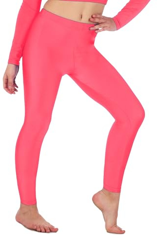 Re Tech UK - Girls Leggings for Gymnastics/Dance - Stretchy Fabric Footless Toddler Kids Athletic Youth Teen Ankle Length Active Workout Yoga Sports Lycra Ballet - Neon Pink - 13 Yrs