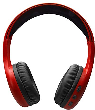 Music Hero Cuffie wireless regolabili con padiglioni morbidi, Microfono integrato, Tasti multifunzione, Fino a 10 ore di musica e 9.5 ore di chiamate, Rosse