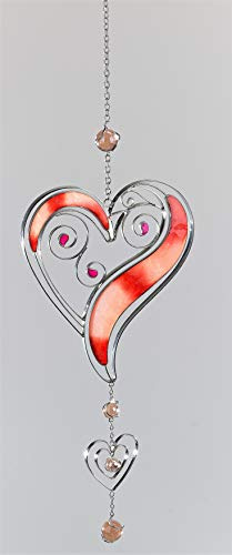 Formano Dekohänger Herz 45cm Tiffany Art, Metall und Acryl, Rot, Valentinstag
