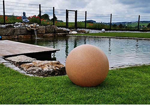 Trango 1er Set 500SB IP65 Gartenkugel in Sandstein-Optik mit 50cm Durchmesser inkl. 1x E27 LED Leuchtmittel & ca. 5 Meter IP44 Kabel *Sandstone* Kugelleuchte, Gartenleuchte, Leuchtkugel, Kugellampe