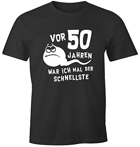 MoonWorks® Herren T-Shirt 50. Geburtstag lustiger Spruch Sperma Spermium Geschenk für Männer anthrazit L