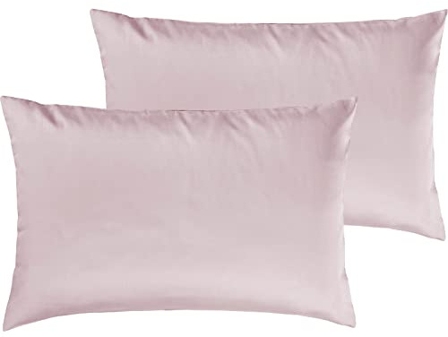 Pure Label 2er Set Mako Satin Kissenbezüge 40x60 cm aus 100% Baumwolle in rosa - Traumhaft weiche Deko Kissen passend zu unseren Bettwäsche Sets