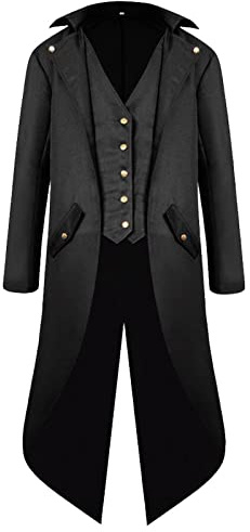 Gothden Herren Vintage Frack Jacke Gothic Viktorianischer Mantel Uniform Halloween Kostüm