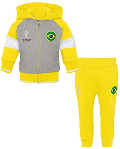 FIFA Survêtement Officiel de la Coupe du Monde 2022 Brésil, Jaune/Gris/Blanc, 2 Ans Mixte bébé