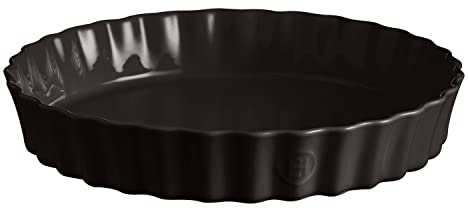 Emile Henry 796032 Plat à tarte profond en céramique Anthracite 32 x 5,6 cm