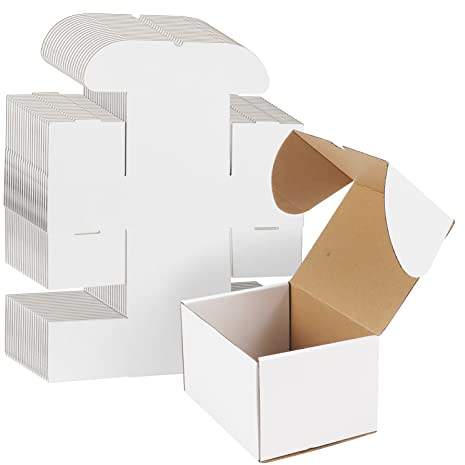 EYMPEU 20 Stück 20,4 x 15,3 x 10,2cm Weiße Versandkarton, Kartons für kleine Gegenstände, Spielzeug, Schreibwaren und Weihnachtspäckchen