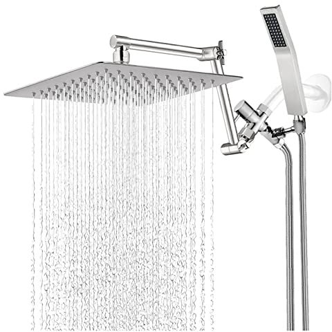 Ksunun Regendusche DuschsäUle Aus Edelstahl,Duschsystem Chrom,Duschgarnitur Mit Regendusche,üBerkopfbrauseset,Duschset Duschgarnitur Mit Handbrause Und Schlauch,Dusche Regendusche Set(Kopfbrause 20cm)