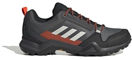 adidas För Män Terrex AX3 GORE-TEX Hiking Shoes, Solid Grey/Grey One/Solar Red, 42 2/3 EU