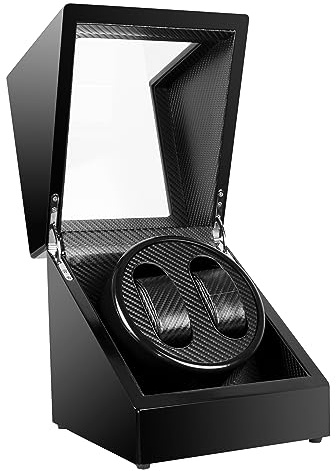 Kalawen Latest Double Watch Winder Box, Mute Japanese Motor, Dual Automatic Watches Winder Rotation Storage Case Display Box for Automatic Mechanical Watches