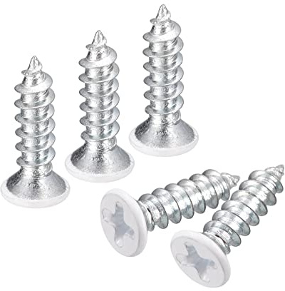 QUARKZMAN ST4x15mm Blanc Vis Autotaraudeuse, 50pcs Plat Tête Phillips Bois Vis pour Travail Bois