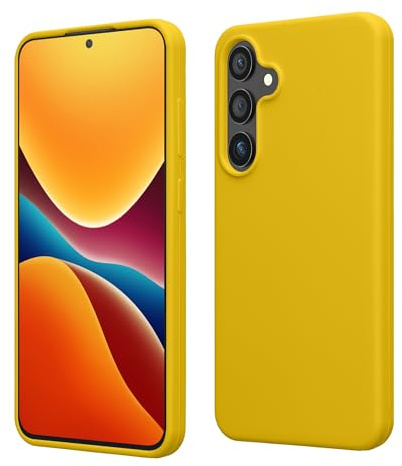 kwmobile fodral kompatibelt med Samsung Galaxy S24 Plus fodral - tunt mobilfodral i silikon - mobilfodral mjuk yta - trådlös laddning - ljusgul