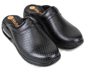 Terlik Sabo Air ST504 Leather Mens Clogs Mules Slippers Sabot Shoes, Hombre, Negro-WH, EU 42