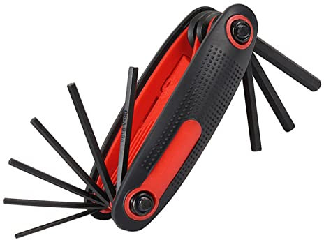 QXSJEDYCH Mini Llave Hexagonal, Llave Inglesa pequeña en Miniatura, Llave Allen 9 en 1, Juego de Llaves hexagonales Plegables Llaves(Color:Rot)