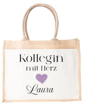 LIEBTASTISCH Jutetasche Shopper personalisiert bedruckt mit verschiedenen Berufen - Einkaufstasche stilvoll & praktisch-Jute-Tasch Jutetasche (Kollegin, S (26x22x14 cm))