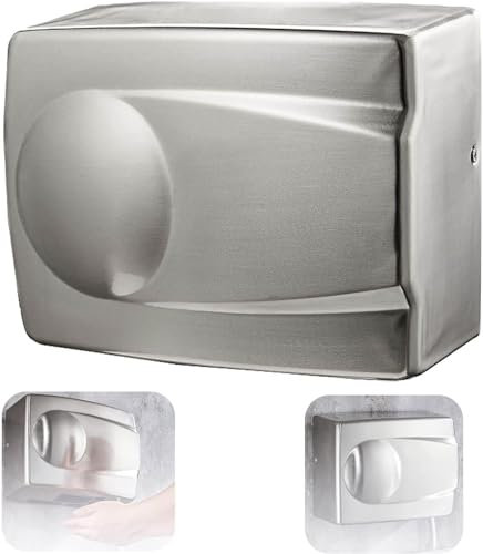 ERSINIAN Asciugamani Elettrico ad Aria Calda Commerciale Completamente Automatico, induzione Automatica, 1500 W, in Acciaio Inox, Montaggio a Parete, per Bagno e Cucina