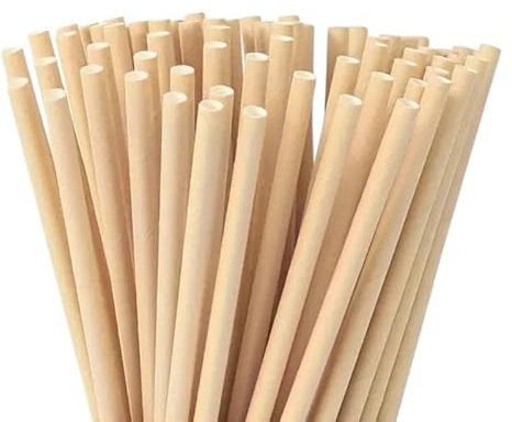 100 Cannucce di carta Biodegradabili compostabili cannucce di carta kraft senza tinte, nude, per bere cocktail, caffè, bibite fredde e calde, 19,7x0,6cm, 100 pezzi