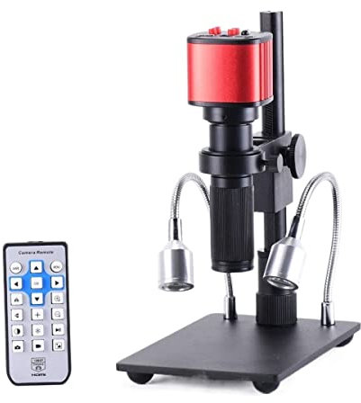 Lab Microscope Accessories 1080p 16MP HDMI USB Industrial Electronic Digital Microscope Camera MINI Stand 150x Lens(Red)