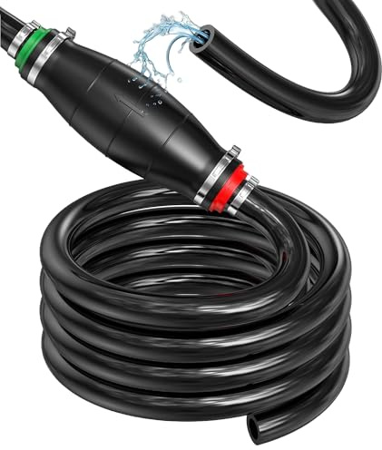 YOZAIUUI Manual Fuel Syphon Pump Kit - 2m All-Rubber Transfer Hose | Siphoning Transfer Tool for Extraction of Oil Water Petrol in Cars or Fish Tanks