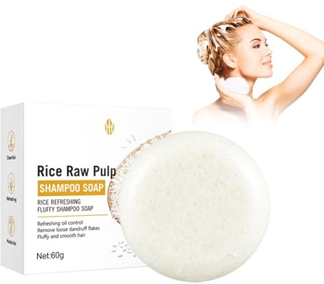 Rice risvatten schampo tvål, hårtvål fast balsam anti-hår förlust rice shampoo bar tvål, anti-fall för narvigt hår och håravfall reparation, stimulering hårväxt