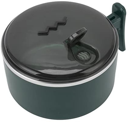 WPKD BLUEIY Ciotola isolata in acciaio inox 304 con coperchi, design cava, doppio strato, isolamento termico, tazza per ramen, per cucina, verde nerastro, 600 ml