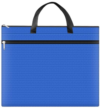 Sarini Sacoche de rangement portable A3 en tissu Oxford avec fermeture éclair, imperméable, pour documents, croquis, art, bureau, école, voyage, affaires, bleu