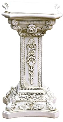 Roman Columns - Wedding Columns Greek Pillars, Decorative Resin Sculpture with Floral Carving, Classic White Pedestal Stand | Durable Indoor Outdoor Display, Kitchen Ornament