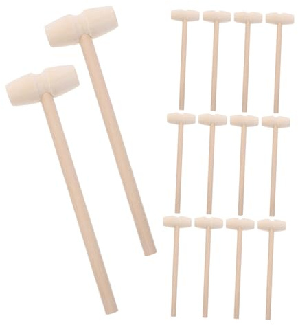 TOYANDONA 30pcs Mini Wooden Mallet Hammer Toy for Boys and Girls Wood Mallet for Cracking Small Hammer Toys for Cake Party and Boy Girl Play