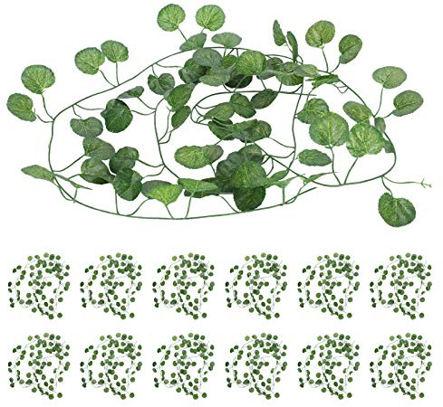 WIHFHGZ Decorazione in Foglie Verdi di Vimini in Plastica 12 Pezzi, Flessibile 2,1 Metri - Foglie Luminose e Resistenti, Ideale per Feste e Matrimoni (La Begonia se ne va)