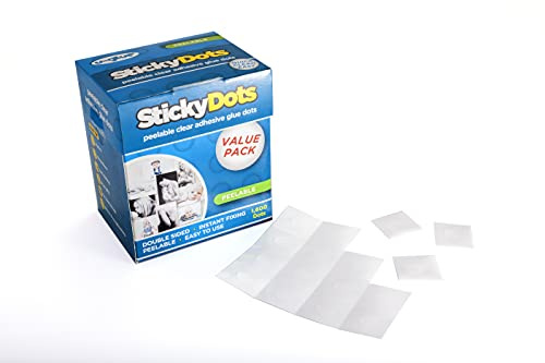 hf hajo - fix CraftDots ablösbare Klebepunkte, 1600 Stück – transparente, rückstandslos ablösbare, doppelseitige Klebepunkte, 10mm Durchmesser