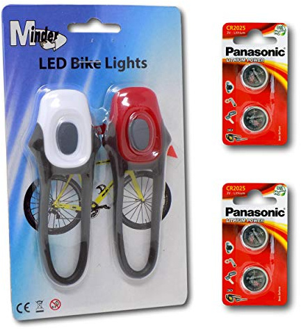 EPOSGEAR Silicone LED Front Rear Childrens Kids Bicycle Push Cycle Bike Lights Clip Set with Spare Set of Batteries
