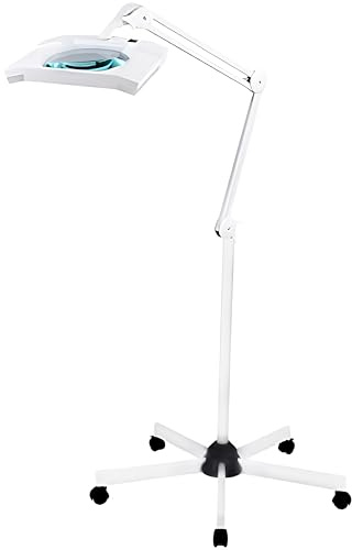 SEMPLIX LED Lupen-Stehlampe 3D weiß (Linse 189 x 157 mm/dimmbar/Standfuß mit Rollen)
