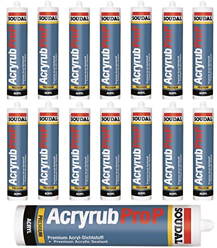 15x Soudal Acryrub Pro P Acryl weiß Dichtstoff Kartusche 310 ml