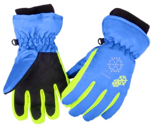 Azarxis Kids Winter Ski Gloves - Waterproof Snow Glove for Snowboarding, Sledding (3-5 Years Old, Blue)