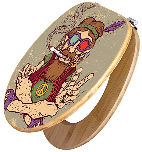 banjado Design WC Sitz Bambus 45x37,5cm / Toilettendeckel Holz/hochwertiger Toilettensitz/Bambus-Toilettendeckel für alle gängigen Toiletten - Peace