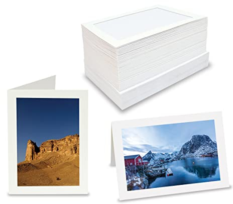 Better Office Products Photo Frame Note Cards for 4 x 6 Photos, 50 Pack, Photo Inserts with Envelopes (White, 50 Pack)
