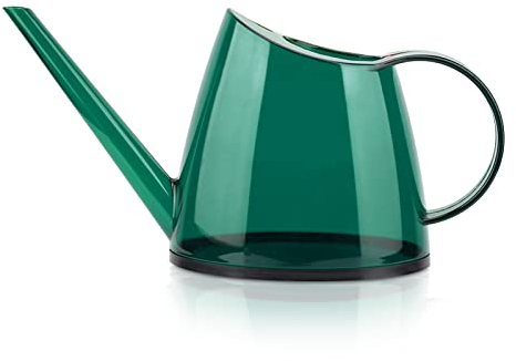 Cyrank Gießkanne für Zimmerpflanzen, 1,2L Pflanzengießkanne mit langem Auslauf Kleine Zimmergießkanne transparent für Gartenblume(Green)