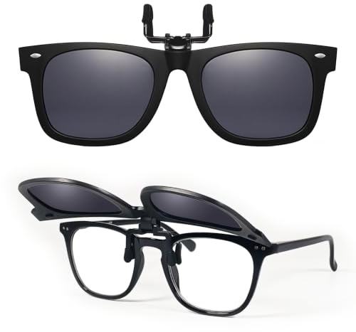 LUFF Polarization Clip-On Occhiali da sole Unisex-Elegante e confortevole clip Flip up occhiali da sole miope per Outdoor/guida/pesca (Black)